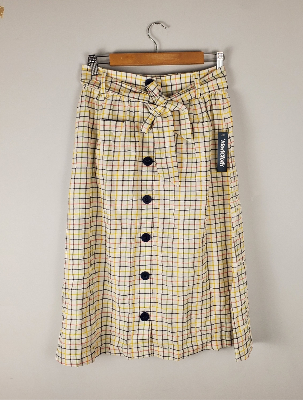 ModCloth Size Summer Kickoff Button-Front Plaid Skirt Cotton Size 6 NWT